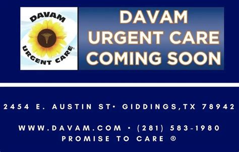 Davam urgent care - Davam Urgent Care offers high-quality health care for non-life-threatening medical conditions in Magnolia, Giddings, and Tomball, TX. Services include x-rays, labs, …